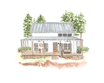 Custom Watercolor Home Painting The Peacherie