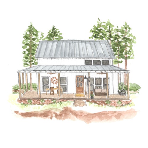 Custom Watercolor Home Painting Etsy