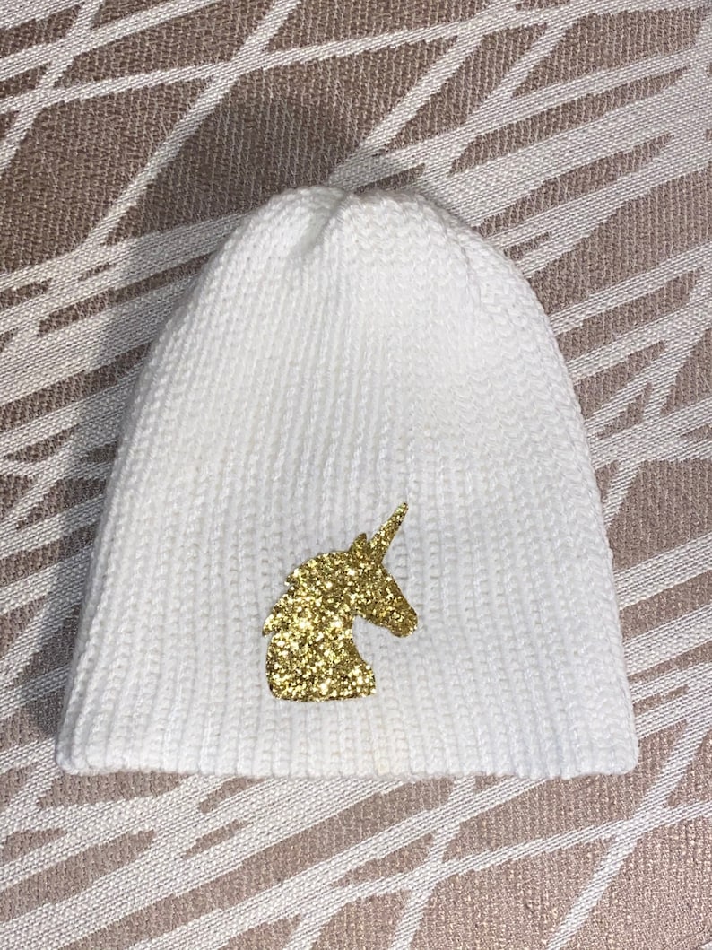 Unicorn beanie toddler beanie knitted unicorn beanie gold unicorn beanie hat white beanie child\u2019s unicorn beanie