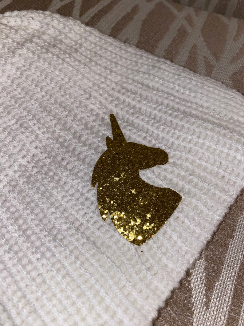 Unicorn beanie toddler beanie knitted unicorn beanie gold unicorn beanie hat white beanie child\u2019s unicorn beanie