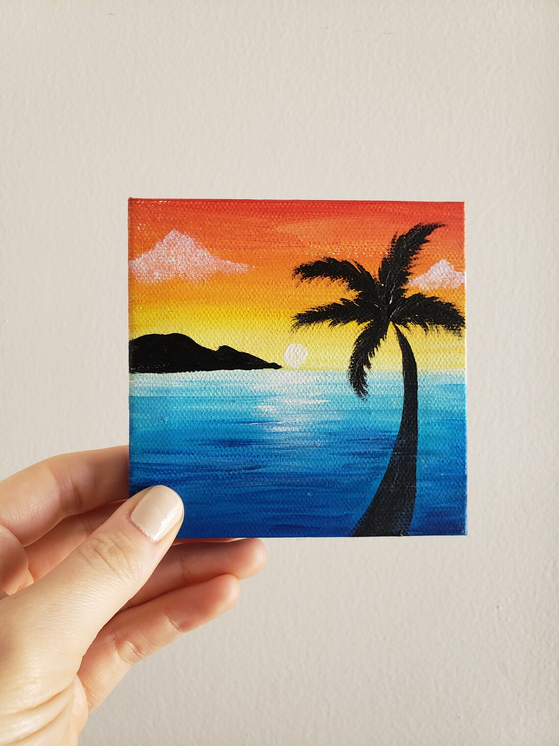Tropical Sunset Mini Canvas Painting mini painting mini | Etsy