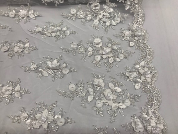 Voile tissu de mariée 3D fleur tissu Voile perlé - par les perles de dentelle blanche de Cour pour la décoration de mariage Top robe maille 8971f6 Voile tissu de mariée 3D fleur tissu Voile perlé - par les perles de dentelle blanche de Cour pour la décoration de mariage Top robe maille 8971f6
