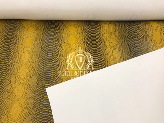 Vinyl Fabric Gold Faux Viper Snake Skin Leather Upholstery-3D Scales The Yard.