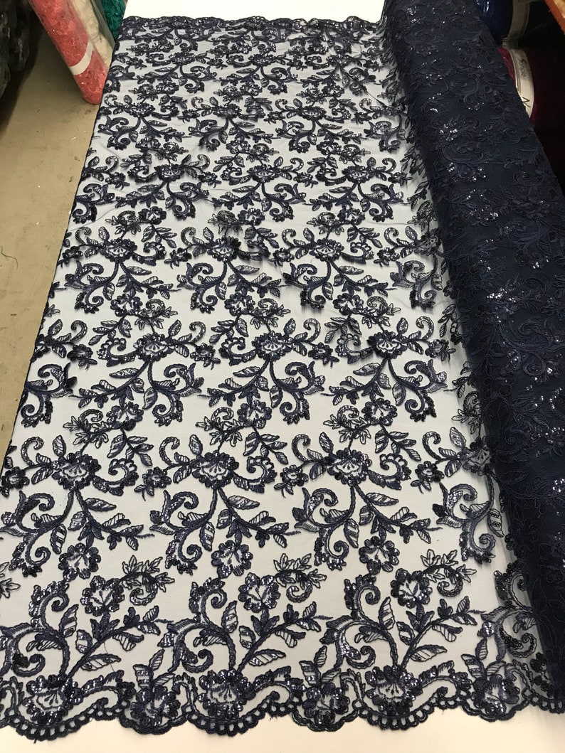 navy lace by the yard