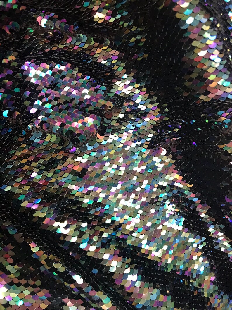 Mermaid Sequins Fabric 2 Way Stretch Shiny Reversible Orange /& Teal By Yard