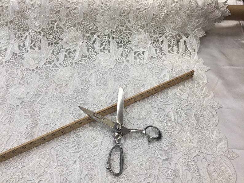 Guipure Lace Fabric By The Yard Ivory Embroidered Bridal Veil Wedding Dress Decoration