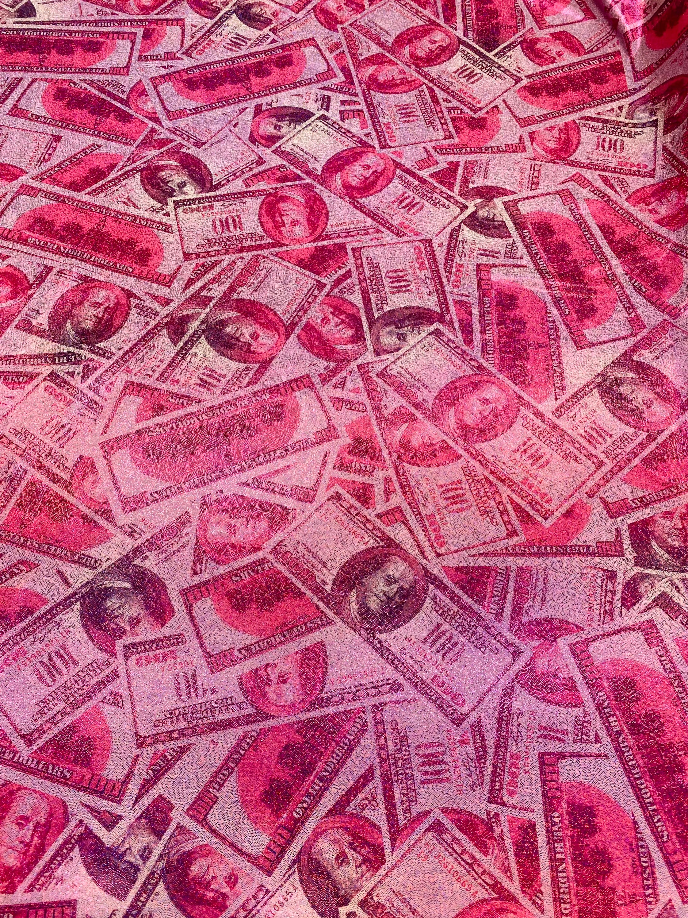 Metatron Tissus Rose 100 Dollar Bills Argent Impression Tissu | Etsy