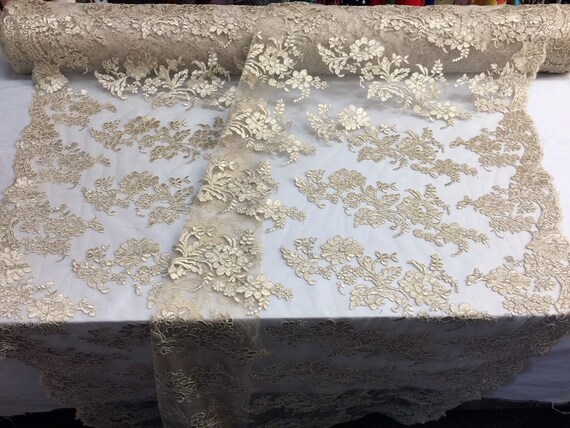 champagne lace fabric by the yard
