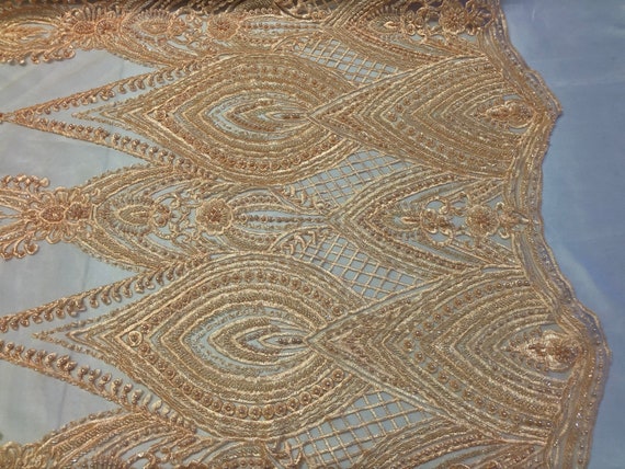Pêche perlé-brodée lourd tissu perlé-brodée Pêche de perles avec des paillettes sur une maille dentelle pour mariée voile / / Prom/robe/décorations de mariage par la Cour 545acf Pêche perlé-brodée lourd tissu perlé-brodée Pêche de perles avec des paillettes sur une maille dentelle pour mariée voile / / Prom/robe/décorations de mariage par la Cour 545acf