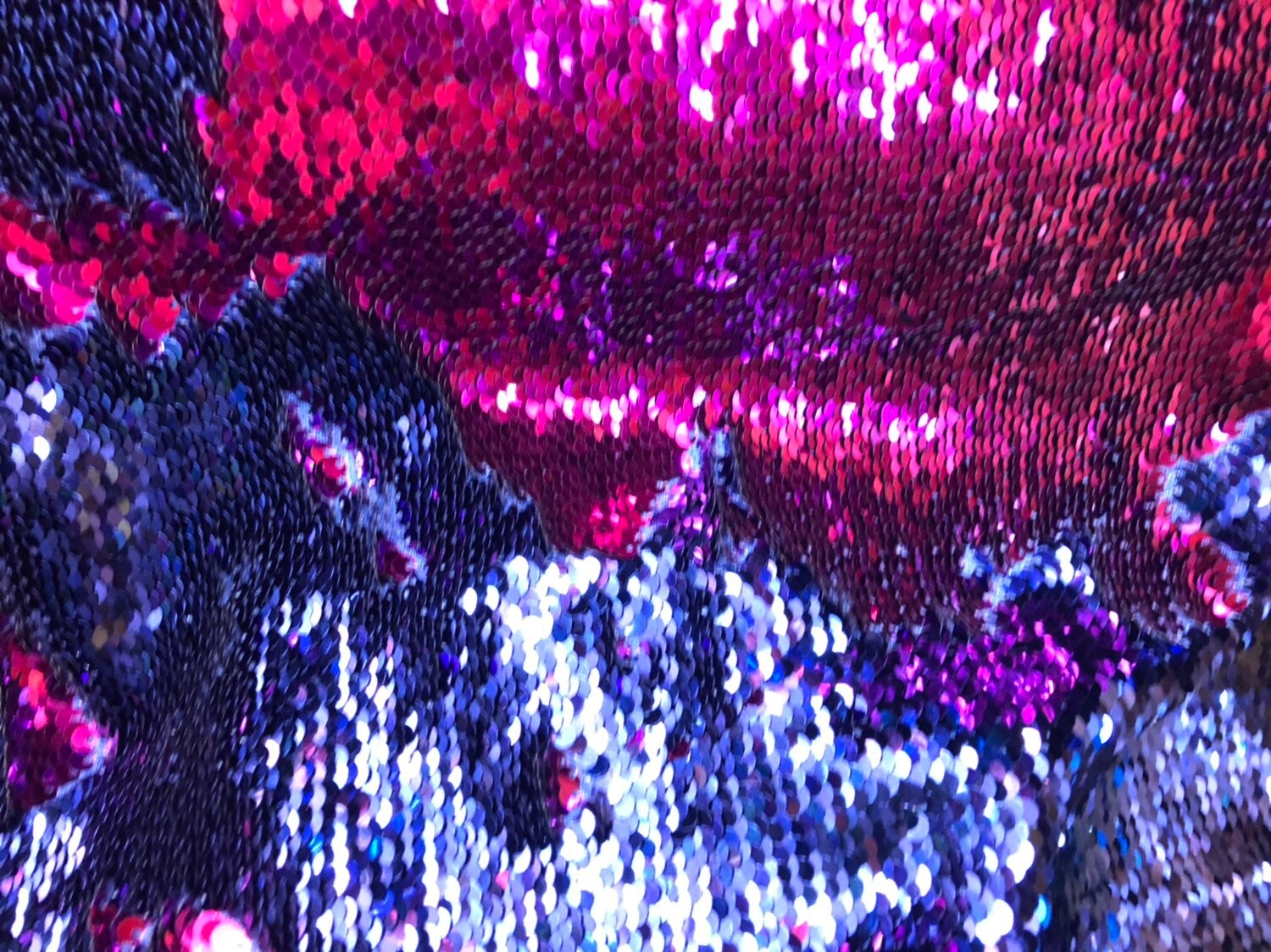 Sequins Fabric 2 Way Stretch Shiny Reversible Mermaid Fuchsia//Purple By The Yard