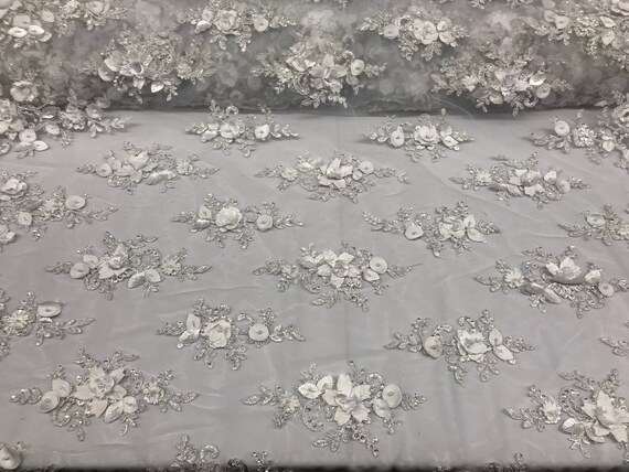 Voile tissu de mariée 3D fleur tissu Voile perlé - par les perles de dentelle blanche de Cour pour la décoration de mariage Top robe maille 8971f6 Voile tissu de mariée 3D fleur tissu Voile perlé - par les perles de dentelle blanche de Cour pour la décoration de mariage Top robe maille 8971f6