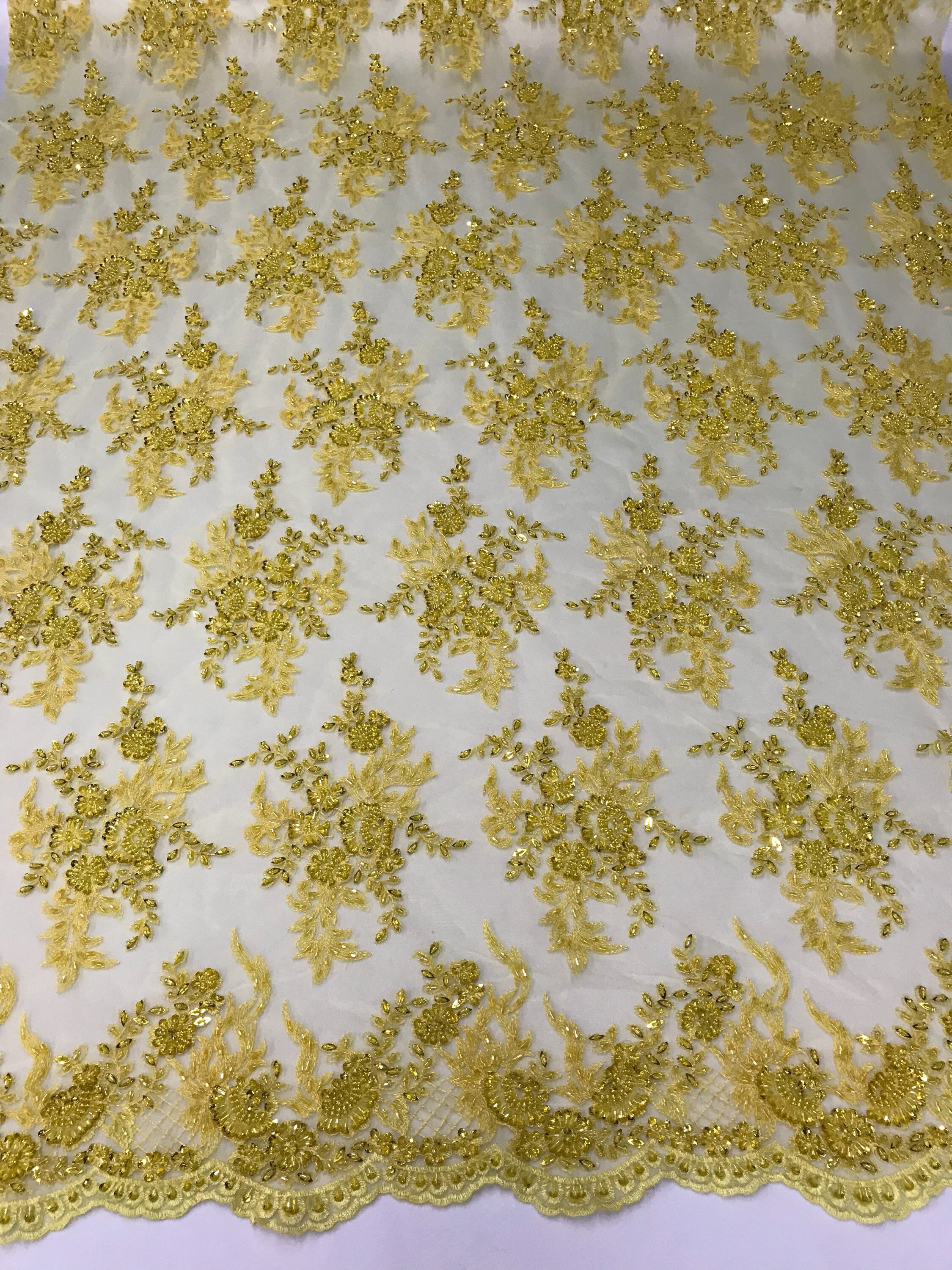 Tissu perlé - brodé de dentelle brodée à la main jaune avec des pierres précieuses paillettes fleur mariée maille robe mariage par la Cour Tissu perlé - brodé de dentelle brodée à la la à main jaune avec des pierres précieuses paillettes fleur mariée maille robe mariage par la Cour ed403e