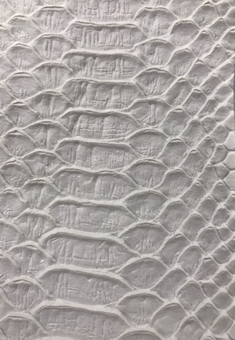 White Faux Viper Snake Skin Vinyl-Faux Leather-3D Scales