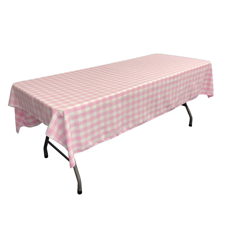 Rectangular Checd Tablecloth 60x120 Inches Pink White Gingham Picnic Table Linen Banquet