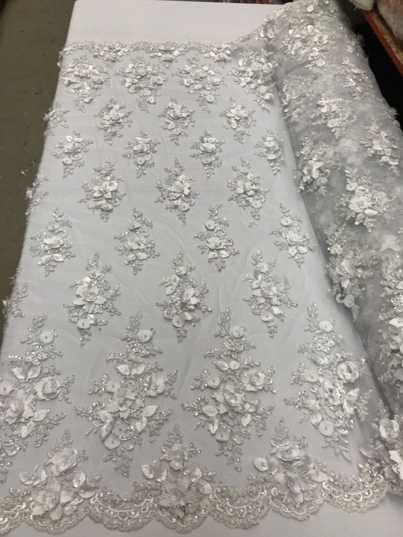 Voile tissu de mariée 3D fleur tissu Voile perlé - par les perles de dentelle blanche de Cour pour la décoration de mariage Top robe maille 8971f6 Voile tissu de mariée 3D fleur tissu Voile perlé - par les perles de dentelle blanche de Cour pour la décoration de mariage Top robe maille 8971f6