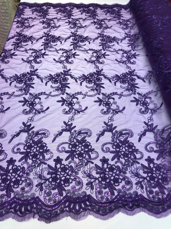 purple lace fabric