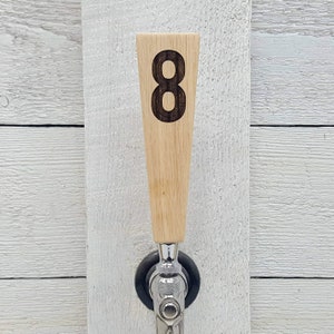 Beer Tap Handle with Numbers.  Custom Solid Wood Tapered Beer Tap Handle Engraved. For Kegerator Tap Rooms Bar Coffee Shop