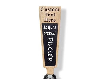 Custom Engraved Oak Beer Tap Handle with Chalkboard