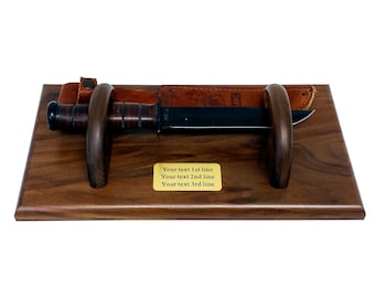 Personalized Walnut Wood USMC KA-Bar Knife Display Holder