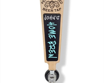 Personalized Hop Cone Beer Tap Handle: Chalkboard Dry-Erase, Engraved Oak
