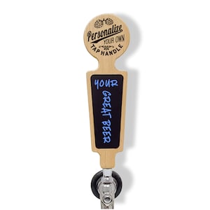 Beer Tap Handle Personalized with Vintage  Logo Text with Chalkboard Dry-erase Marker Board. Great for Home Kegerator, Brewery any Beer Tap
