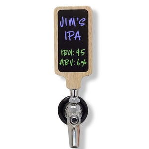 Beer Tap Handle with 2&quot;x4&quot; Chalkboard or White Dry-erase Premium Surface Marker Board. Works on all USA beer taps including kegerator.