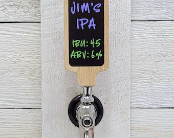 Chalkboard Beer Tap Handle: Handmade Oak Kegerator Faucet