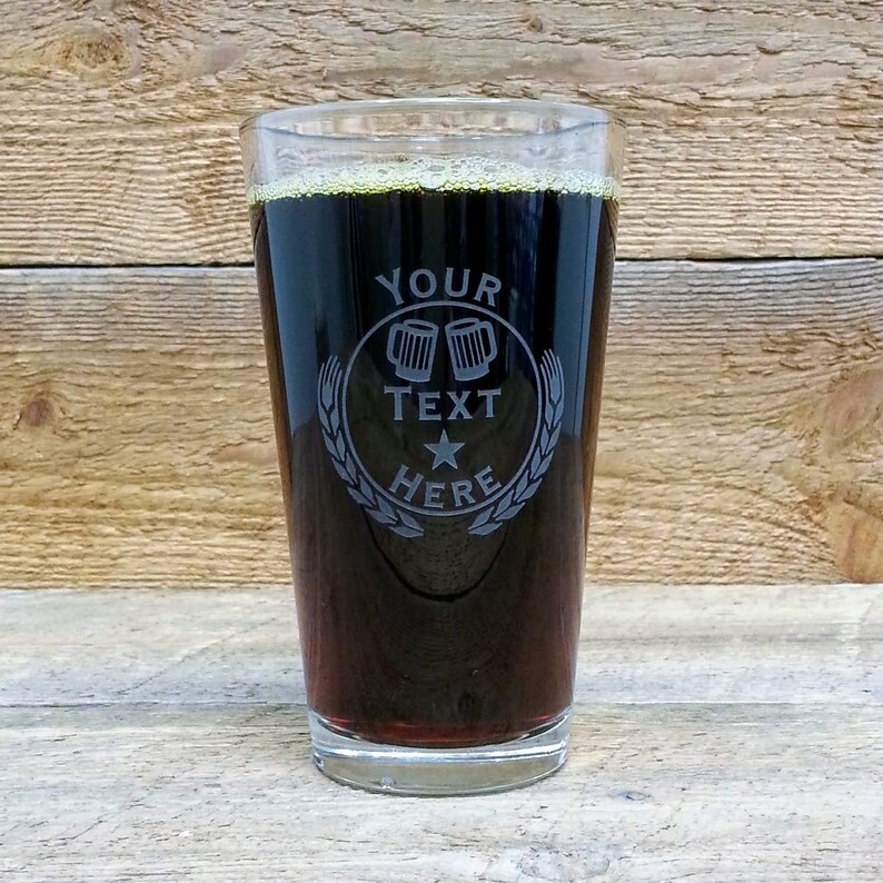 2x Personalized Custom Text Engraved Pint Beer Glasses Set Of Two
