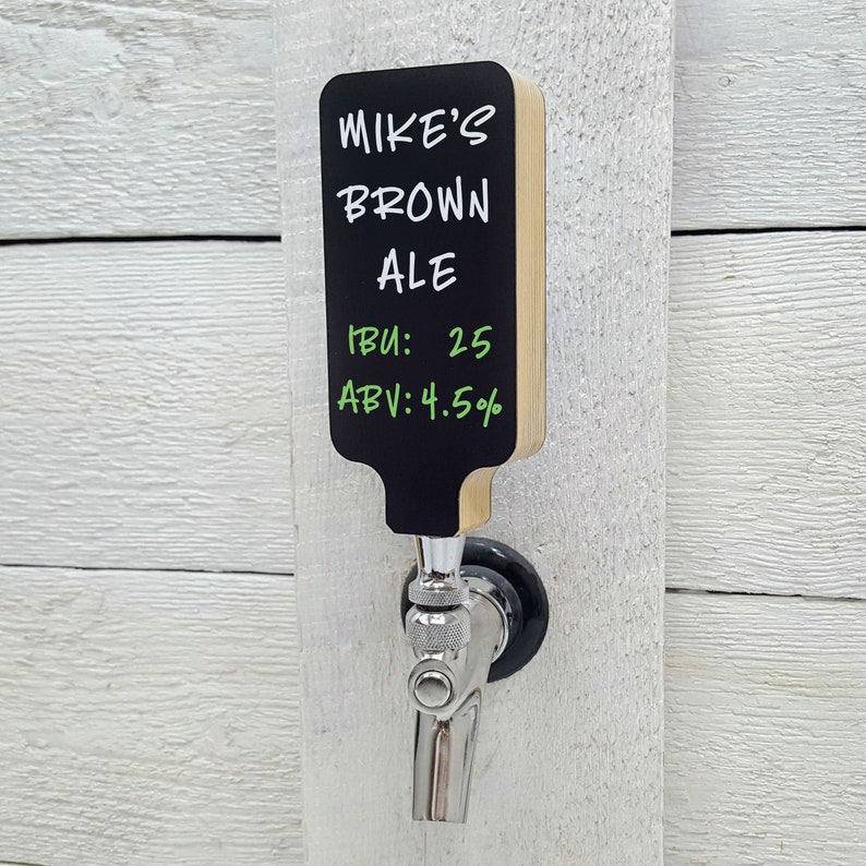 Oak Wood Beer Tap Handle With Black Chalkboard - Dry Erase Marker Included