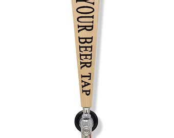 Personalized Oak Beer Tap Handle: Custom Engraved Kegerator Faucet