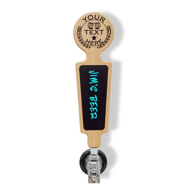 Personalized Logo Engraved Beer Tap Handle with Chalkboard Dry-erase Marker Board. Engraved with Custom Text. Great for Kegerators any tap