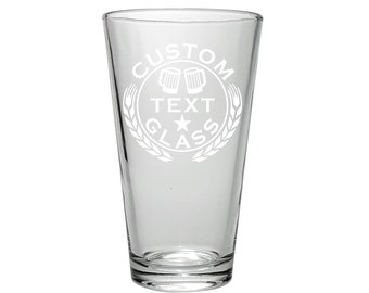 Personalized Custom Text Engraved Pint Beer Glasses, set of two glasses