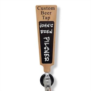 Custom Personalized Cherry Wood Beer Tap Handle with Chalkboard Dry-erase Marker Board. Engraved with custom text. For bars, kegerators