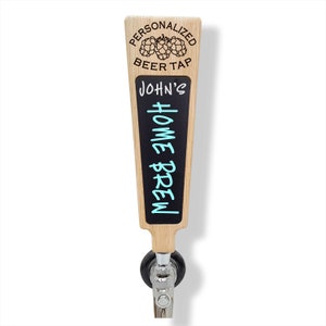 Personalized Hop Cone Logo Beer Tap Handle with Chalkboard Dry-erase board Engraved with Your Text. For bars, breweries, kegerators