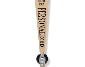 Custom Engraved Oak Beer Tap Handle: Personalized Kegerator Faucet