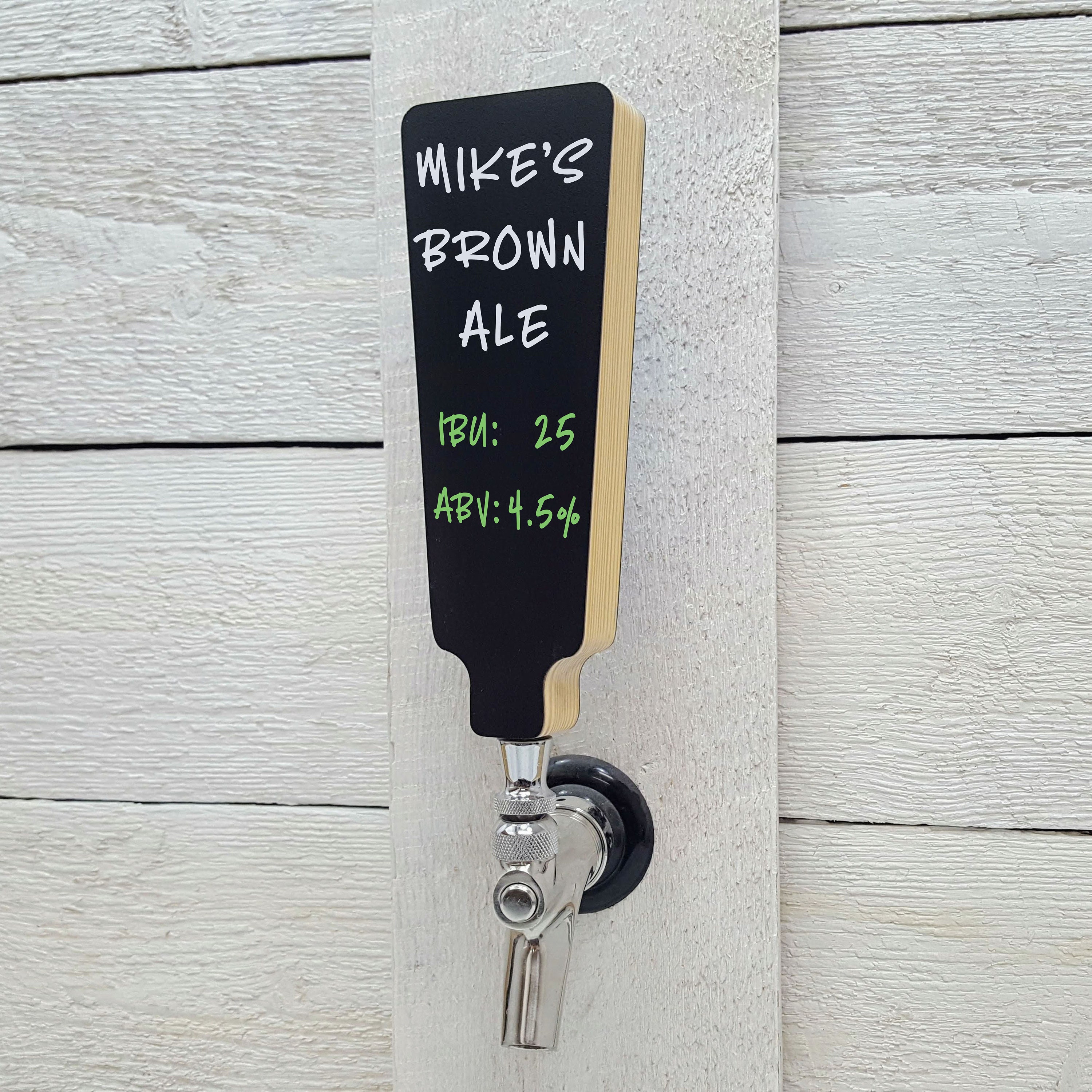 Beer Wine Coffee Tap Handle with Black Dry-erase Chalkboard Marker Board, Pine Wood, Free Shipping, Works on Kegerator