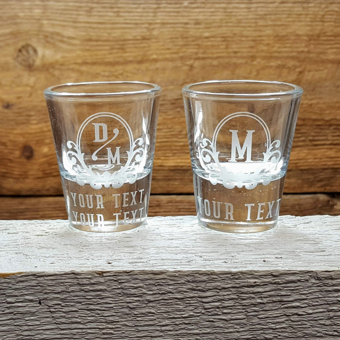 Shot Glasses Vintage Logo Personalized Custom Text Set of Etsy