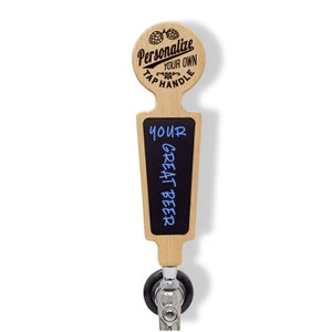 Personalized Vintage Text Logo Beer Tap Handle with Chalkboard Dry-erase Marker Board. Great for Home Kegerator, Brewery any Beer Tap