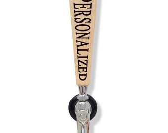 Custom Engraved Oak Beer Tap Handle: Personalized Kegerator Bar Decor