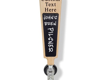 Custom Engraved Oak Beer Tap Handle with Chalkboard