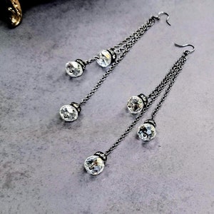 Elegant gorgeous Swarovski crystals dangle chain earring,Elegant Victorian chandelier statement jewelry,Clip on option other styles option