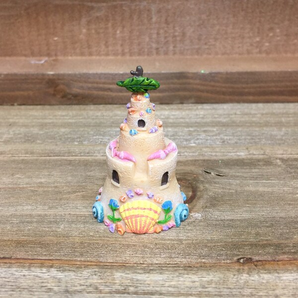 Fairy Garden | Miniature Summer Beach Sand Castle | Seashell Ocean Friends Mermaid Bay | Resin Fairies Accessories