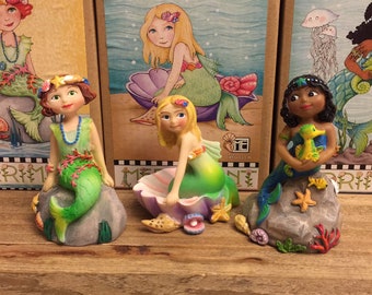 Merriment Beach Themed Fairy Garden Accessories Mermaid Mary Engelbreit Coastal Miniature Garden Accessory Miniature Mermaid Agnes