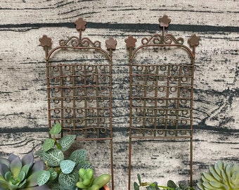 Fairy Garden | Miniature Filigree Fence Panel or Divider | Mini Fairies Gnome Outdoor Decor | Pretty Rustic Curly-Qs & Flowers