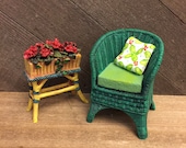 Fairy Garden Miniature Wicker Look Chair Planter Geranium Flowers Choose 1 from 2 Resin Decor Merriment Mary Engelbreit Fairies Gnome