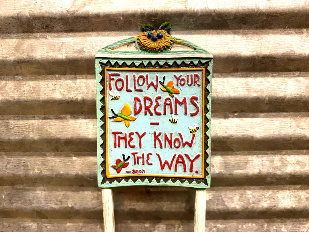 Merrmint Sign Fairy Garden Miniature Follow Your Dreams Sign | Mary Engelbreit ...