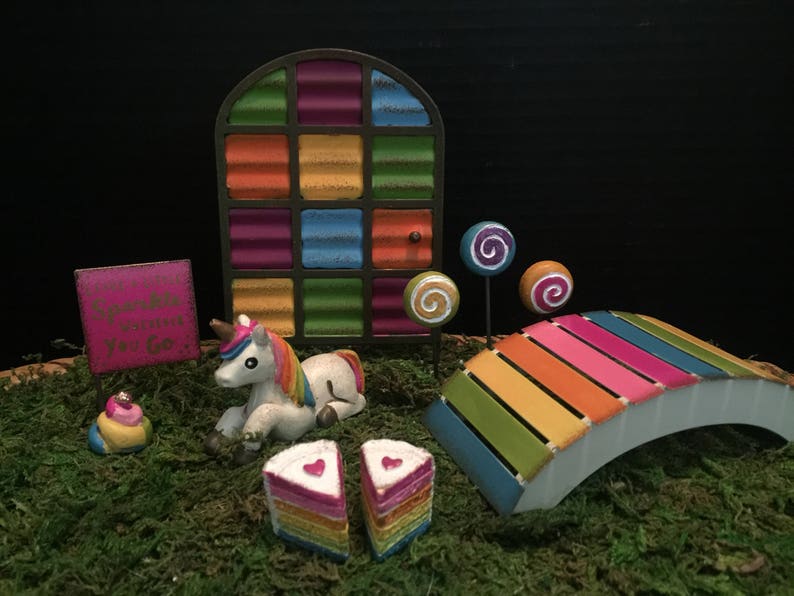 Accessories Rainbow Unicorn Miniature Dollhouse FAIRY GARDEN