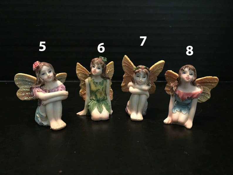 Fairy Garden Small Sitting Flower Fairies 1.5 Tall Pretty Resin Miniature Figurine Outdoor Statues Choose 1 from 8 Styles Gift Idea image 3