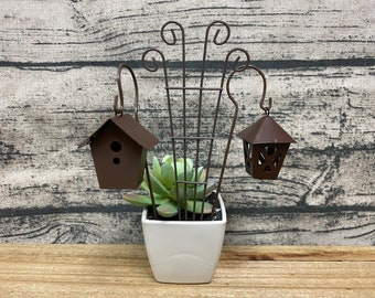 Fairy Garden Shepherds Hooks | Miniature Rustic Metal Decor Picks