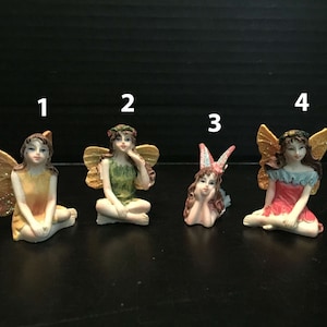 Fairy Garden Small Sitting Flower Fairies 1.5 Tall Pretty Resin Miniature Figurine Outdoor Statues Choose 1 from 8 Styles Gift Idea image 2